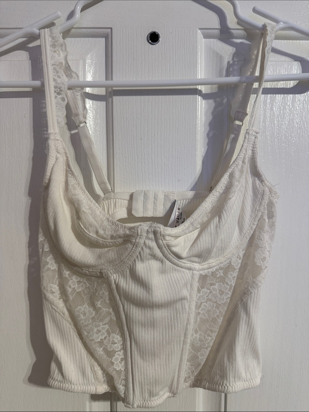 Women’s Ribbed Lace-Trim Bustier Top